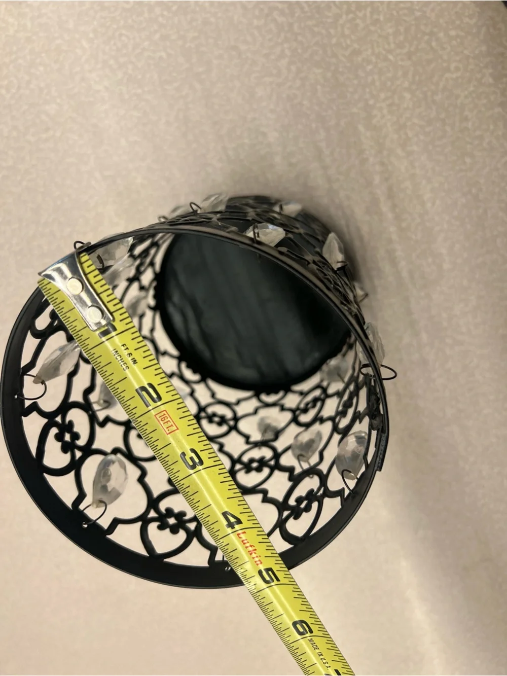 Elegant Black Metal Tealight Holder with Crystal Droplets